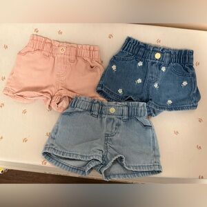 Set of Three Denim and Pink shorts
